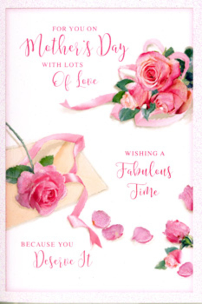 The image of this Mother's Day card feels like a still moment captured on a tidy table in Motspur Park, where soft pink roses have been artfully arranged around a central, heartfelt message. Several full, open blooms are placed in loose clusters, their petals layered in graceful spirals that create a sense of depth and fullness. The roses' colours drift from whisper-light blush at the outer edges to warm, romantic rose and dusty pink at the heart, suggesting a bouquet gathered at the perfect stage of bloom. Between and around the main flowers, individual petals are scattered as if gently released by hand, forming a natural, flowing border that frames the text without overwhelming it. The background is a calm, pale white, offering just enough contrast for the pink tones to glow while keeping the mood peaceful and refined. Across the centre of the card, a Mother's Day greeting is rendered in soft, looping calligraphy, the letters arcing gracefully like vines or trailing ribbons. The writing style conveys warmth and sincerity, much like a personal note tucked into a flower delivery arriving at a doorstep off West Barnes Lane. The lighting in the scene is feather-light and even, with a subtle brightness that highlights the roses' velvety texture and gives the petals a gentle sheen. No sharp edges or bold colours intrude; instead, the composition radiates tenderness, intimacy, and appreciation. It visually encapsulates the feeling of presenting Mum with a thoughtfully chosen bouquet and a quiet, loving thank you for everything she does.