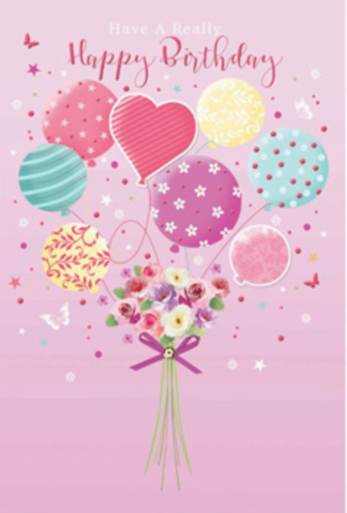 A softly joyful birthday illustration seems to hover in the air, as if glimpsed above Motspur Park's station platforms and neat rows of houses on a bright, calm morning. The backdrop is a gentle, blush-pink wash, creating a warm stage for a cluster of pastel balloons that appear to lift a petite bouquet toward the sky. The balloons glow with delicate tones of pale sunshine yellow, dusty rose, mint green, and lavender, each embellished with a playful design-twisting ribbons, sprinkled polka dots, and tiny floral shapes that echo garden borders and window boxes in the neighbourhood. At the centre of this floating cluster, a heart-shaped balloon stands out as a soft symbol of love and birthday affection. Hanging below, as though supported by invisible strings, is a hand-tied bouquet of small roses and daisy-like blooms. The flowers are shaded from cream to blush pink and gentle mauve, their velvety petals layered and slightly ruffled, suggesting fresh, carefully conditioned stems from a local Motspur Park florist. A tidy purple bow gathers the green stems together, the satin ribbon catching highlights that match the subtle sheen on the balloons above. Scattered around the design are delicate butterflies and star-like specks, adding movement and a sense of imaginative wonder, as if the bouquet is part of a magical birthday daydream. The lighting is soft and even, enhancing the pastel colours and creating a feeling of calm, happy celebration. This artwork perfectly suits a birthday card or a message tag accompanying hand-delivered flowers in Motspur Park, expressing both joy and tenderness in one graceful, floating composition.