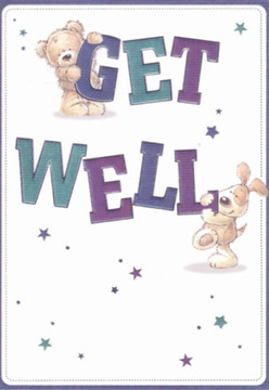 The instant this get well card is revealed, a wave of comfort and brightness flows-sparked by the affectionate illustration of a plump teddy bear clinging to the word 'GET' and a playful puppy energising the lettered 'WELL.' The design, shaped in deep teals and purples, feels as fresh and hopeful as the open spaces of Motspur Park itself. Luminous stars fleck the scene, reminiscent of the gentle transition from dusk to evening along Green Lane. Rounded forms and soft-furred textures draw the viewer in, echoing the tactile calm felt when receiving a hand-delivered bouquet. The clean, uncluttered background amplifies this sense of ease, offering a breath of clarity that speaks to anyone on the mend. As a florist in Motspur Park, I see a reflection of our process-careful placement, nurturing intention, and the subtle artistry that turns simple gestures into true acts of kindness. Paired with blooms sent across KT3, this card reassures with its combination of playful spirit and authentic care, suited for young and old alike.
